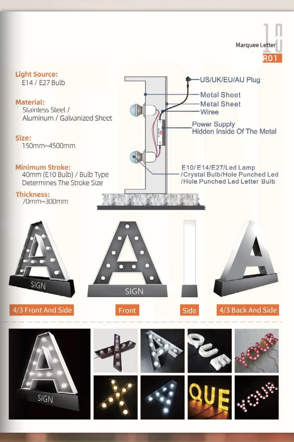 Lettres marquee à ampoules (R01)
