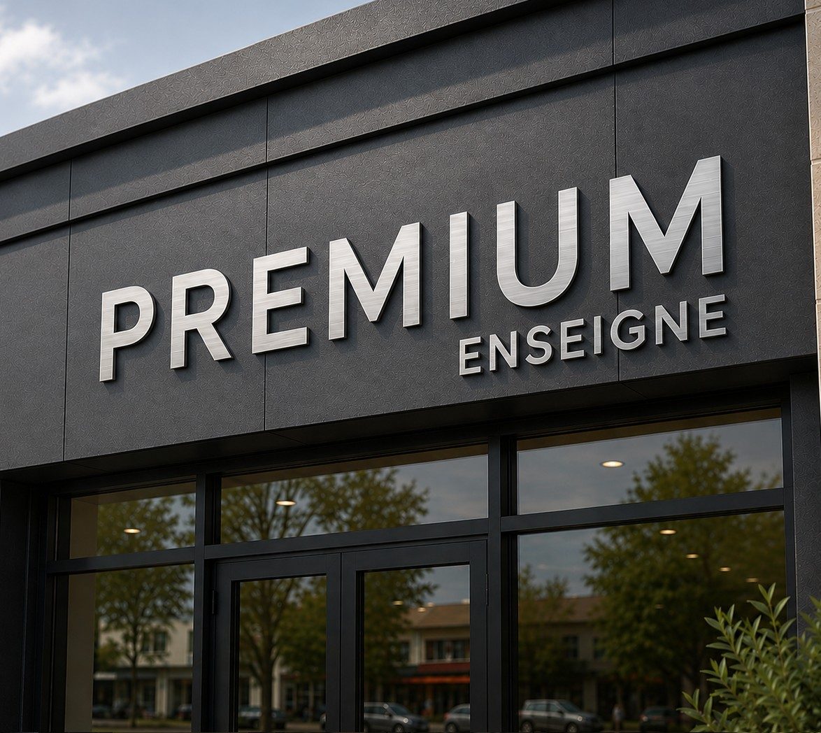 Enseigne lettres Dibon Alu brossé argent