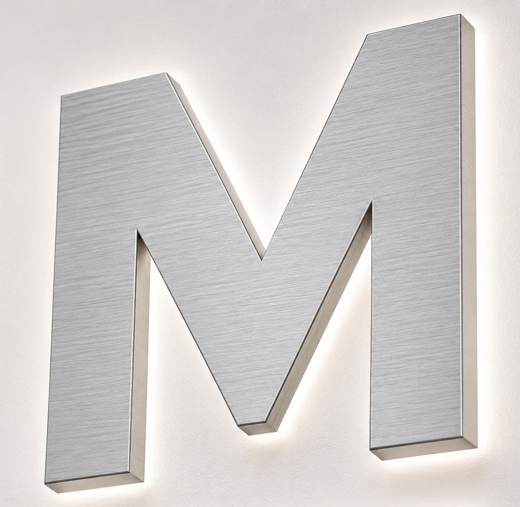 Enseigne Lettres Plexi / PMMA avec alu dibond brossé