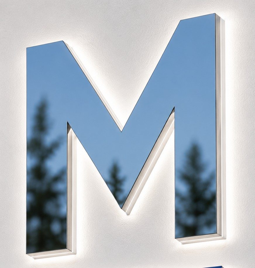 Enseigne Lettres Plexi / PMMA avec alu dibond miroir